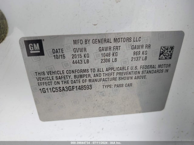 Chevrolet Malibu Limited Lt 2016 1G11C5SA3GF148593 Image 9