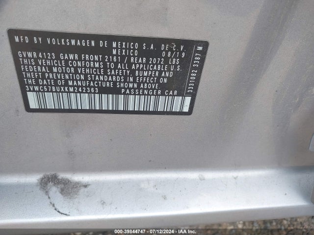 3VWC57BUXKM242363 Volkswagen Jetta 1.4t R-line/1.4t S/1.4t Se