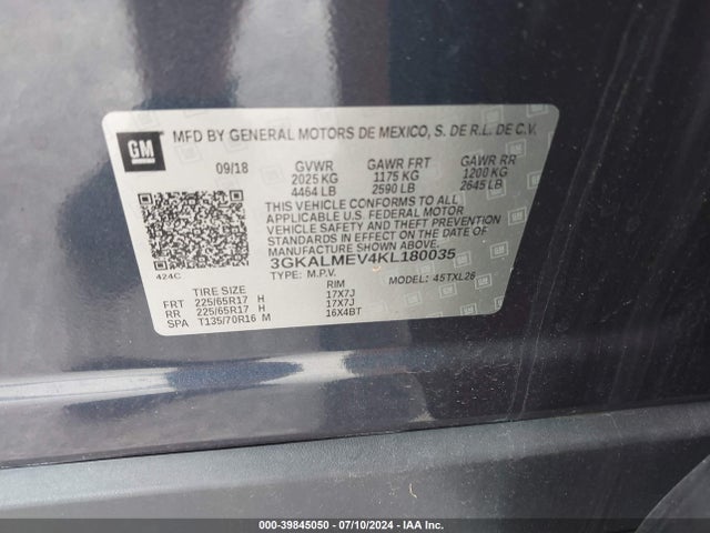 3GKALMEV4KL180035 GMC Terrain Sle