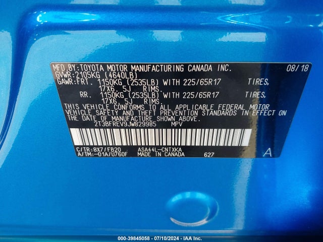 Toyota RAV4 LE 2018 2T3BFREV9JW829985 Image 9