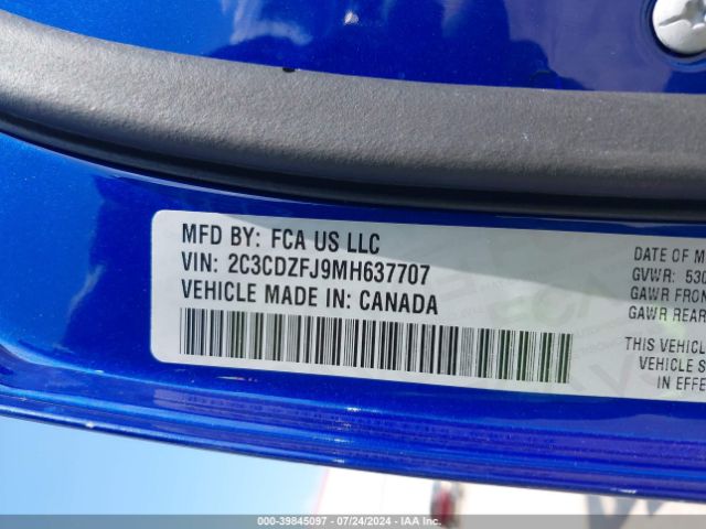 2C3CDZFJ9MH637707 Dodge Challenger R/t Scat Pack Widebody