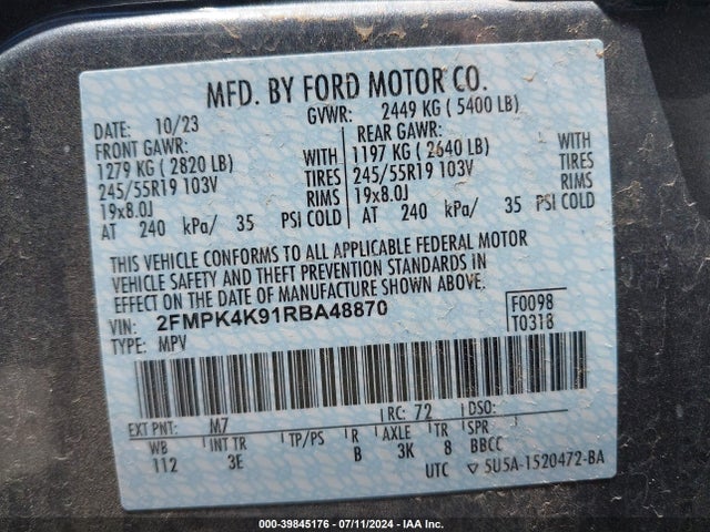 Ford Edge Titanium 2024 2FMPK4K91RBA48870 Image 9