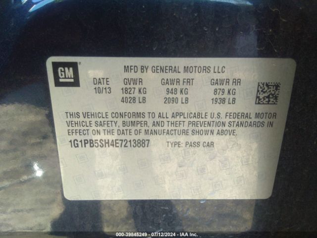 1G1PB5SH4E7213887 Chevrolet Cruze Ls Manual