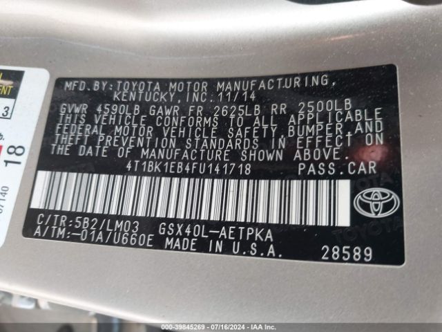 4T1BK1EB4FU141718 Toyota AVALON LIMITED