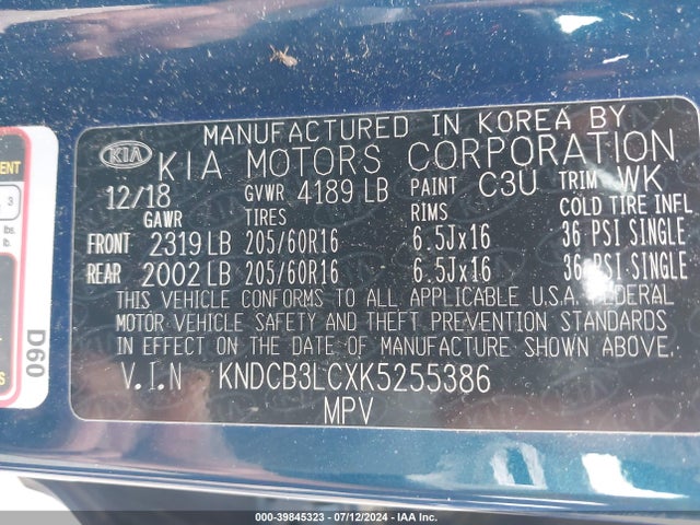 KIA NIRO LX 2019 KNDCB3LCXK5255386 Image 9