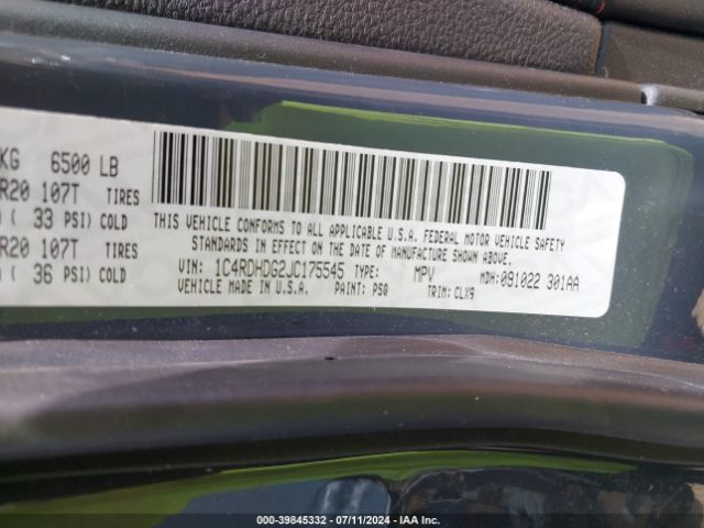 1C4RDHDG2JC175545 Dodge Durango Gt Rwd