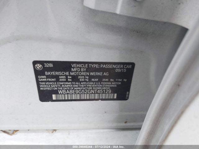 WBA8E9G52GNT45129 BMW 328I