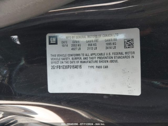 2G1FB1E36F9164616 Chevrolet Camaro 2ls