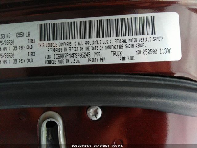 1C6RR7PMXFS705245 RAM 1500 Laramie Longhorn