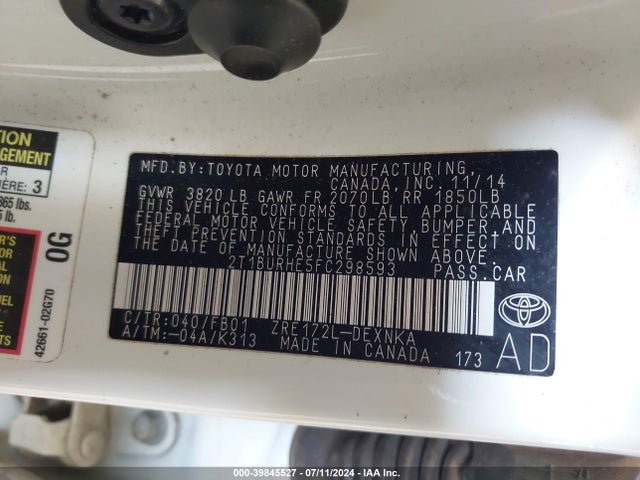 Toyota COROLLA LE 2015 2T1BURHE5FC298593 Image 9