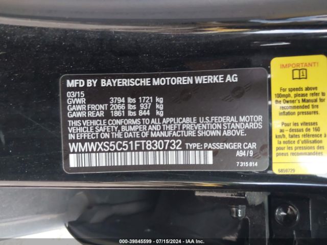 WMWXS5C51FT830732 Mini Hardtop Cooper