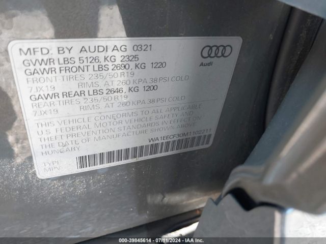 WA1EECF30M1102211 Audi Q3 Premium Plus 45 Tfsi S Line Quattro Tiptronic