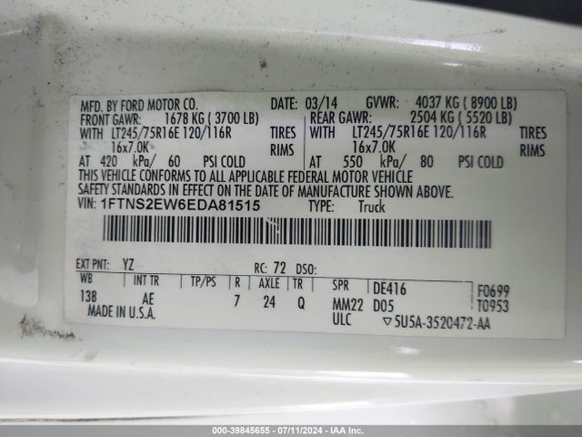 Ford E-250 Commercial 2014 1FTNS2EW6EDA81515 Image 9