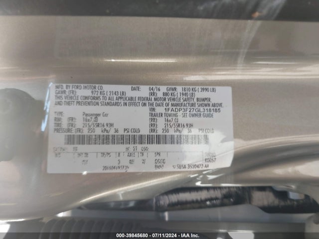 Ford FOCUS SE 2016 1FADP3F27GL318185 Image 9