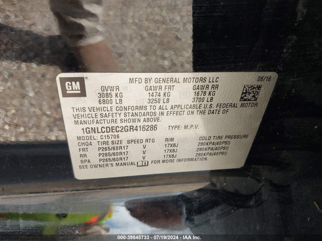 Chevrolet Tahoe Commercial Fleet 2016 1GNLCDEC2GR416286 Image 9