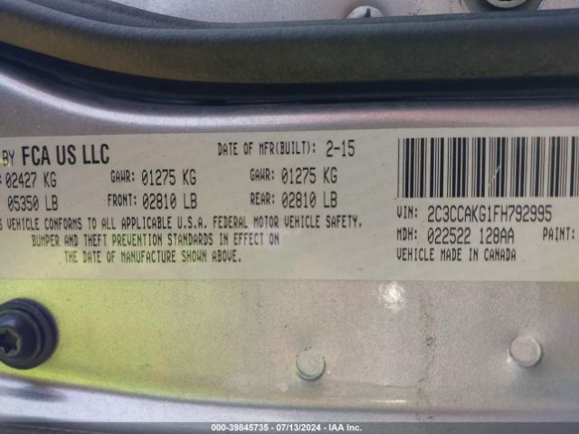 2C3CCAKG1FH792995 Chrysler 300c Awd