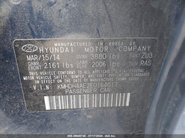 Hyundai ELANTRA SE 2014 KMHDH4AE2EU164017 Image 9