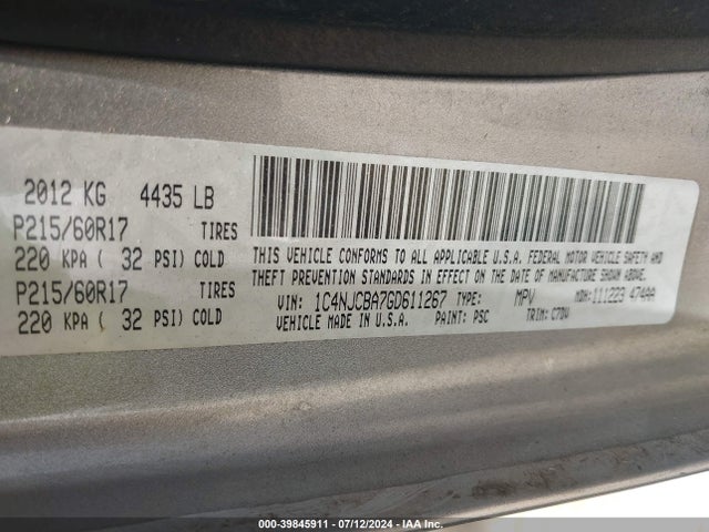 Jeep Compass Sport 2016 1C4NJCBA7GD611267 Image 9