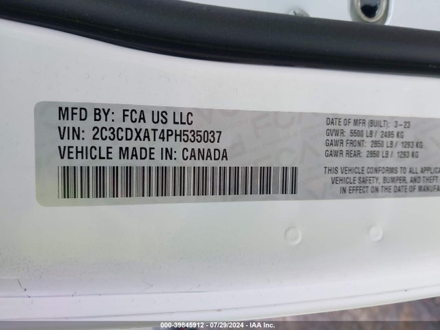 2C3CDXAT4PH535037 Dodge Charger Police Rwd