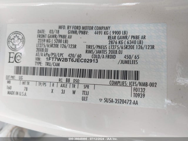 Ford F-250 Platinum 2018 1FT7W2BT6JEC02913 Image 9