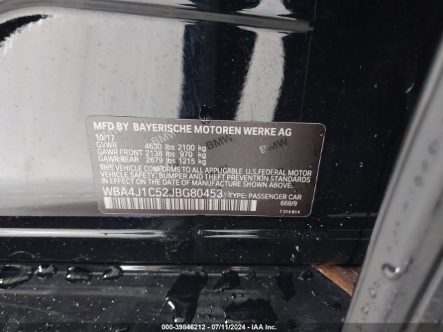 WBA4J1C52JBG80453 BMW 430i Gran Coupe