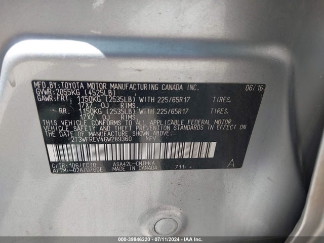 Toyota Rav4 Xle 2016 2T3WFREV4GW289360 Image 9