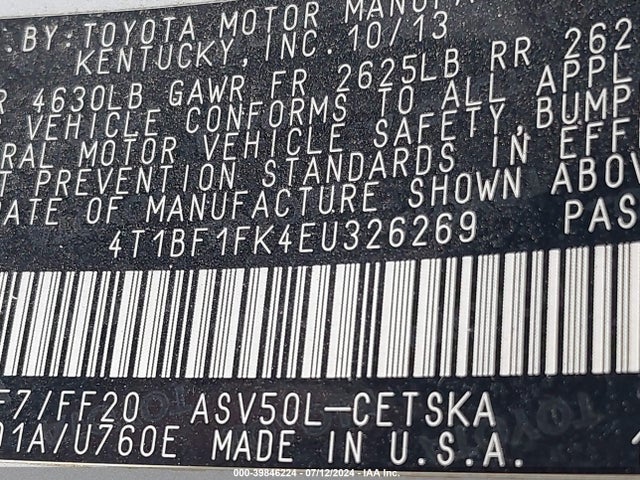 Toyota CAMRY SE 2014 4T1BF1FK4EU326269 Image 9