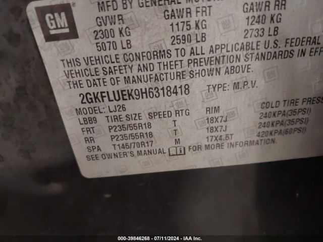 2GKFLUEK9H6318418 GMC Terrain Slt