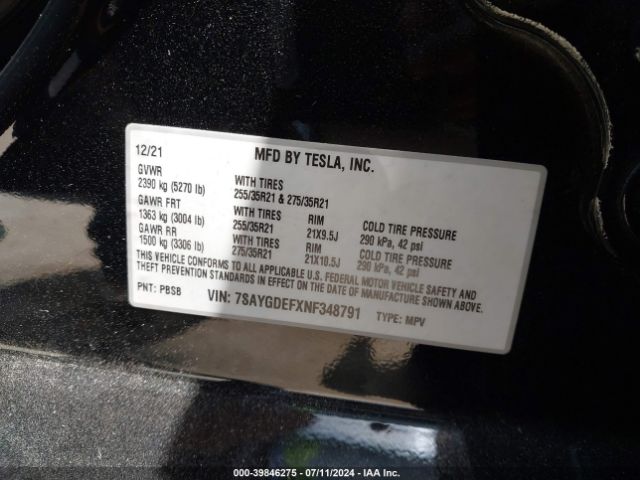 7SAYGDEFXNF348791 Tesla Model Y Performance Dual Motor All-wheel Drive