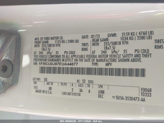 Ford Escape Titanium 2014 1FMCU0J97EUA44877 Image 9