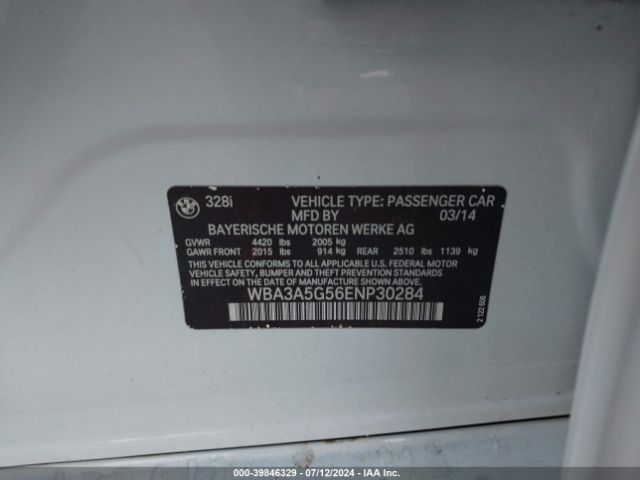 WBA3A5G56ENP30284 BMW 328I