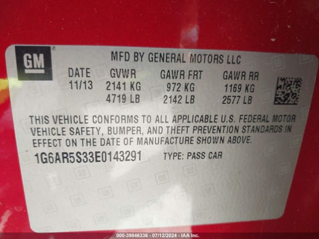 1G6AR5S33E0143291 Cadillac CTS LUXURY
