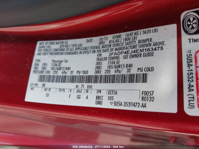 3FADP4EJ4EM163475 Ford FIESTA SE