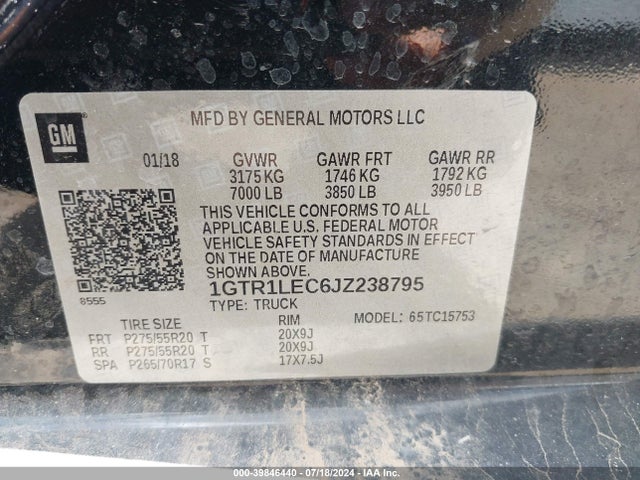 1GTR1LEC6JZ238795 GMC SIERRA 1500