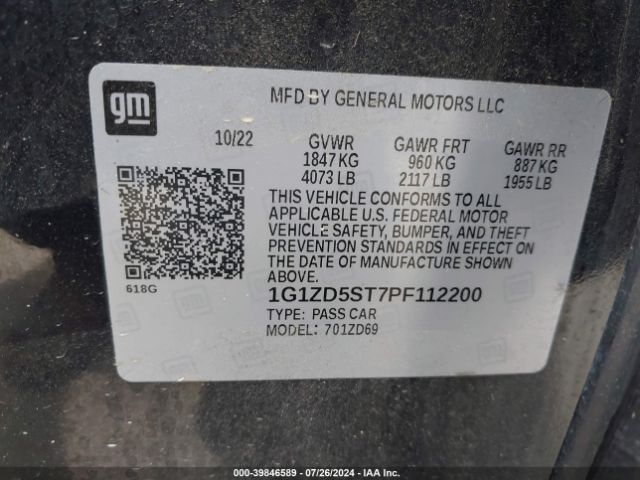 1G1ZD5ST7PF112200 Chevrolet lfv