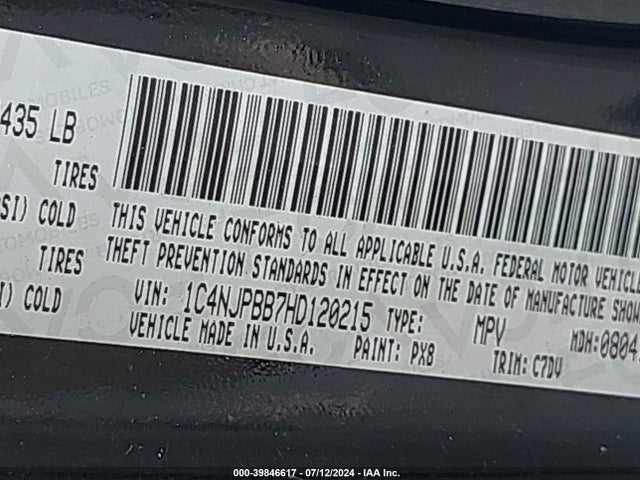 1C4NJPBB7HD120215 Jeep Patriot Sport Fwd