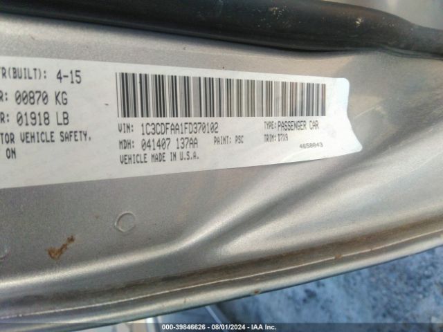 1C3CDFAA1FD370102 Dodge DART SE