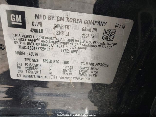 KL4CJASB1KB729432 Buick Encore Fwd Preferred