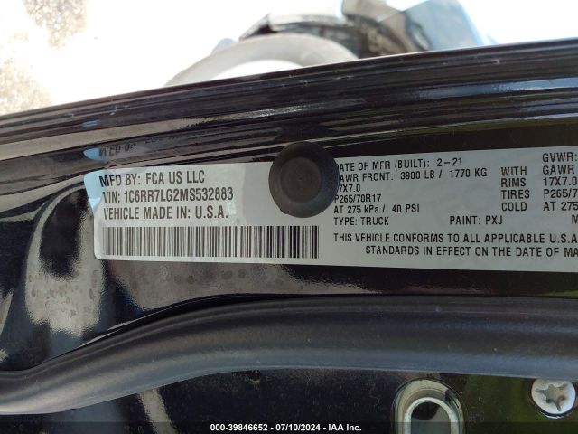 1C6RR7LG2MS532883 RAM 1500 Classic Slt  4x4 5'7 Box