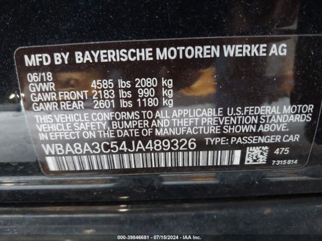 WBA8A3C54JA489326 BMW 320i Xdrive
