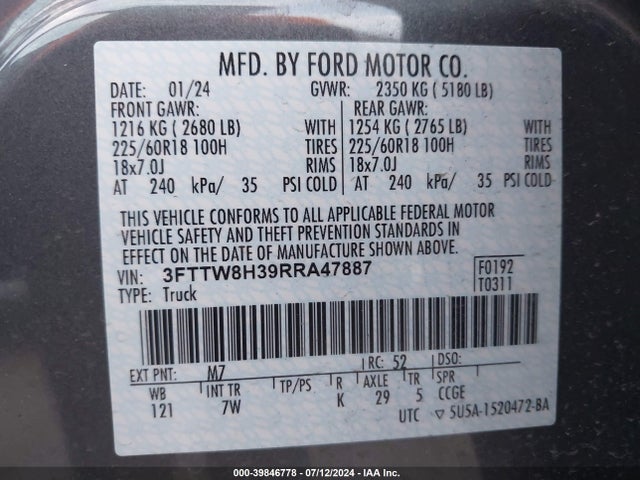 Ford Maverick Xlt 2024 3FTTW8H39RRA47887 Image 9