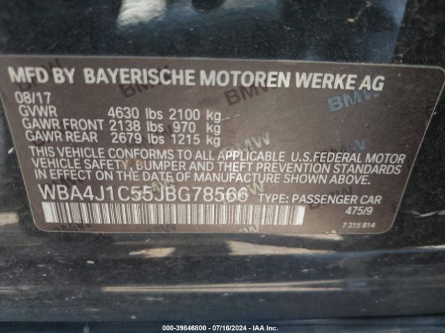 WBA4J1C55JBG78566 BMW 430i Gran Coupe