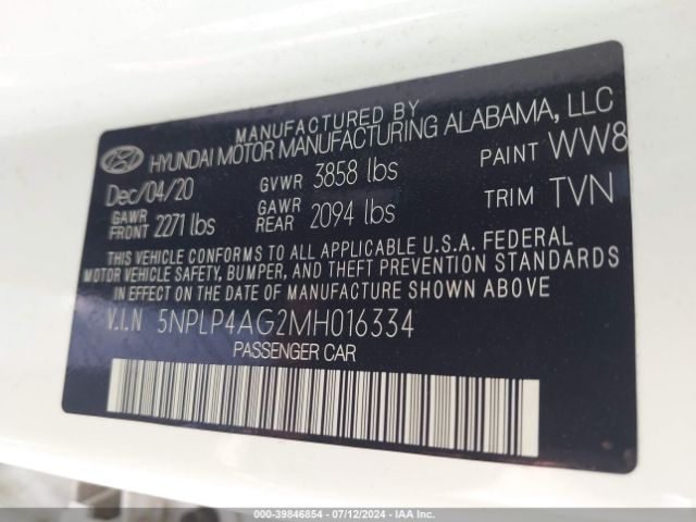 5NPLP4AG2MH016334 Hyundai Elantra Limited