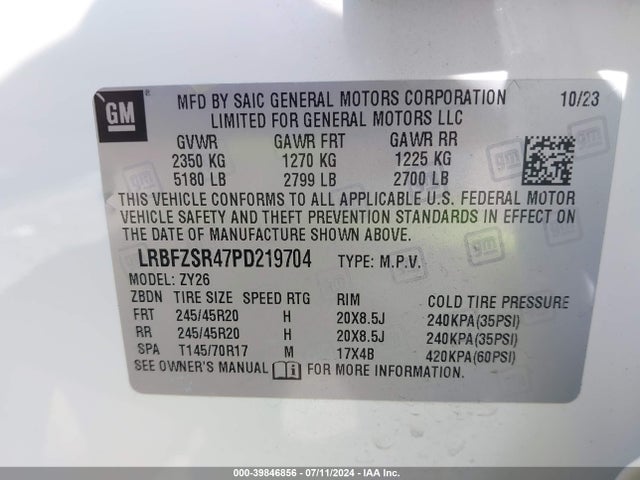 LRBFZSR47PD219704 Buick Envision Avenir Awd