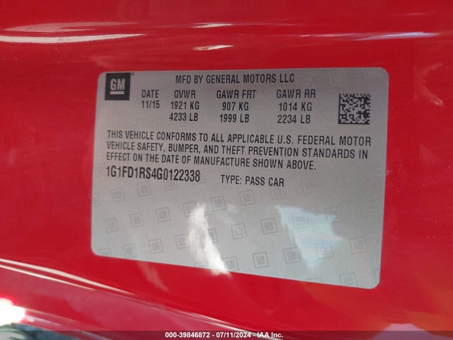 Chevrolet Camaro 2lt 2016 1G1FD1RS4G0122338 Image 9