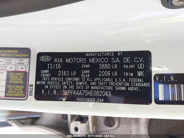KIA FORTE LX 2017 3KPFK4A75HE082043 Image 9