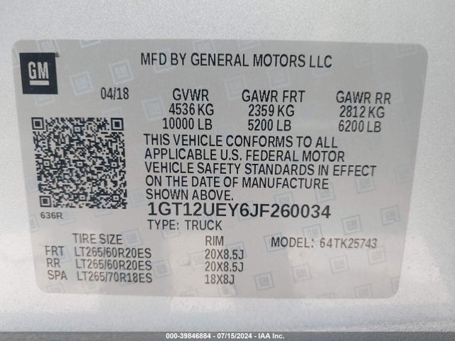 1GT12UEY6JF260034 GMC Sierra 2500hd Denali