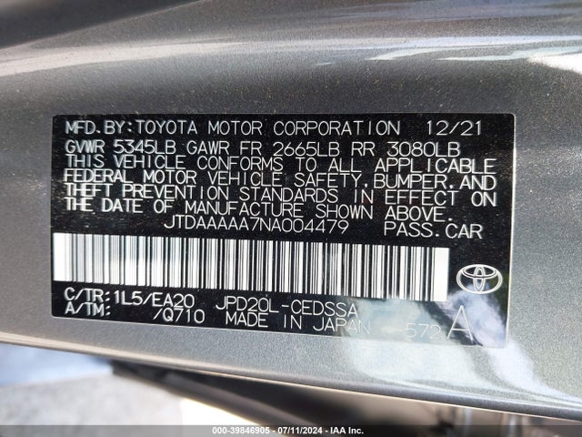 Toyota Mirai Xle 2022 JTDAAAAA7NA004479 Image 9
