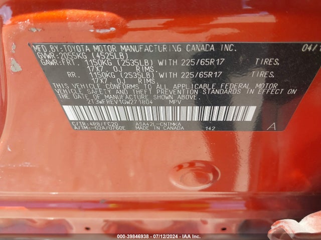 Toyota Rav4 Xle 2016 2T3WFREV1GW271804 Image 9