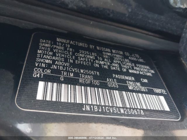 JN1BJ1CV5LW250678 Nissan Rogue Sport Sv Fwd Xtronic Cvt